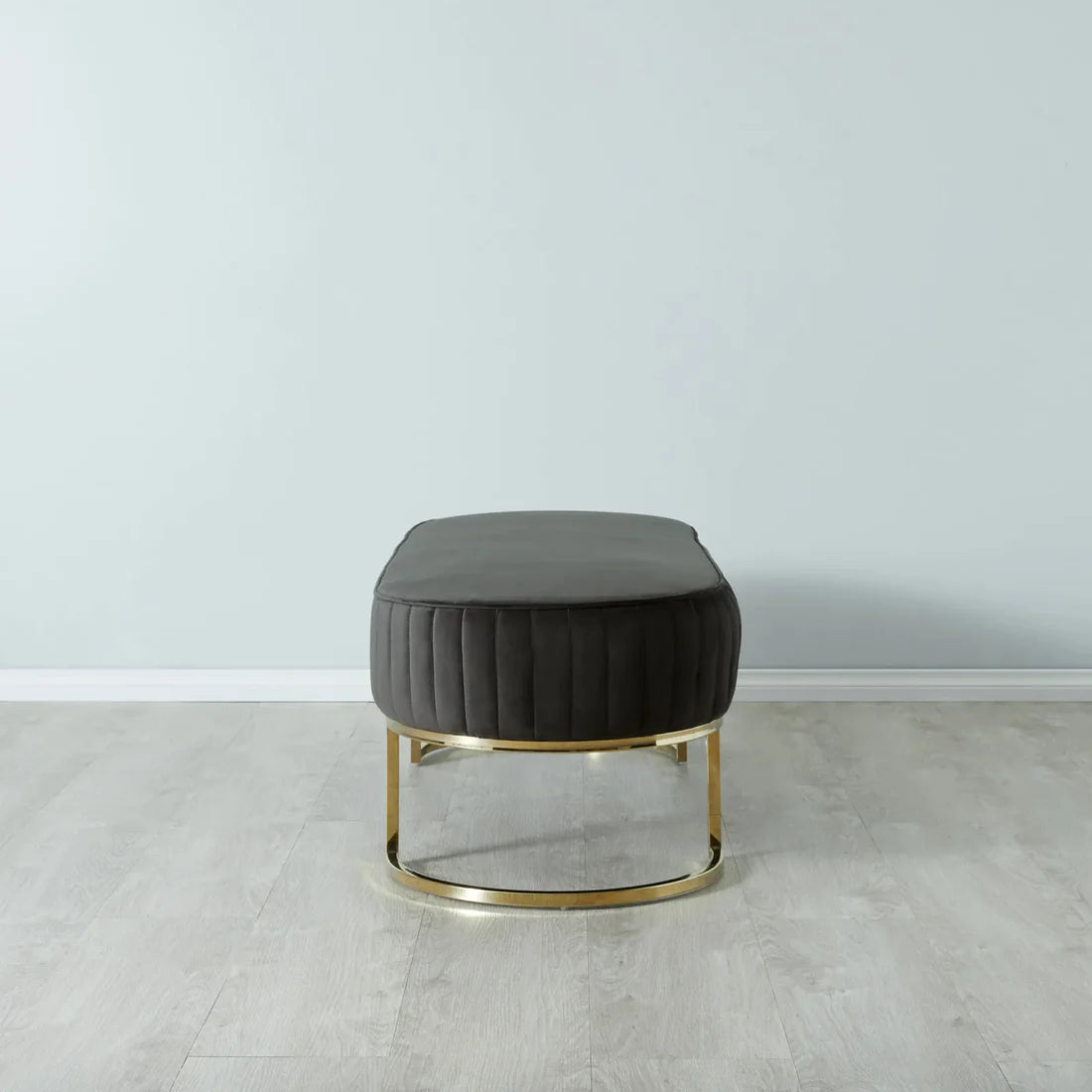 Large Velvet Ottoman Charcoal