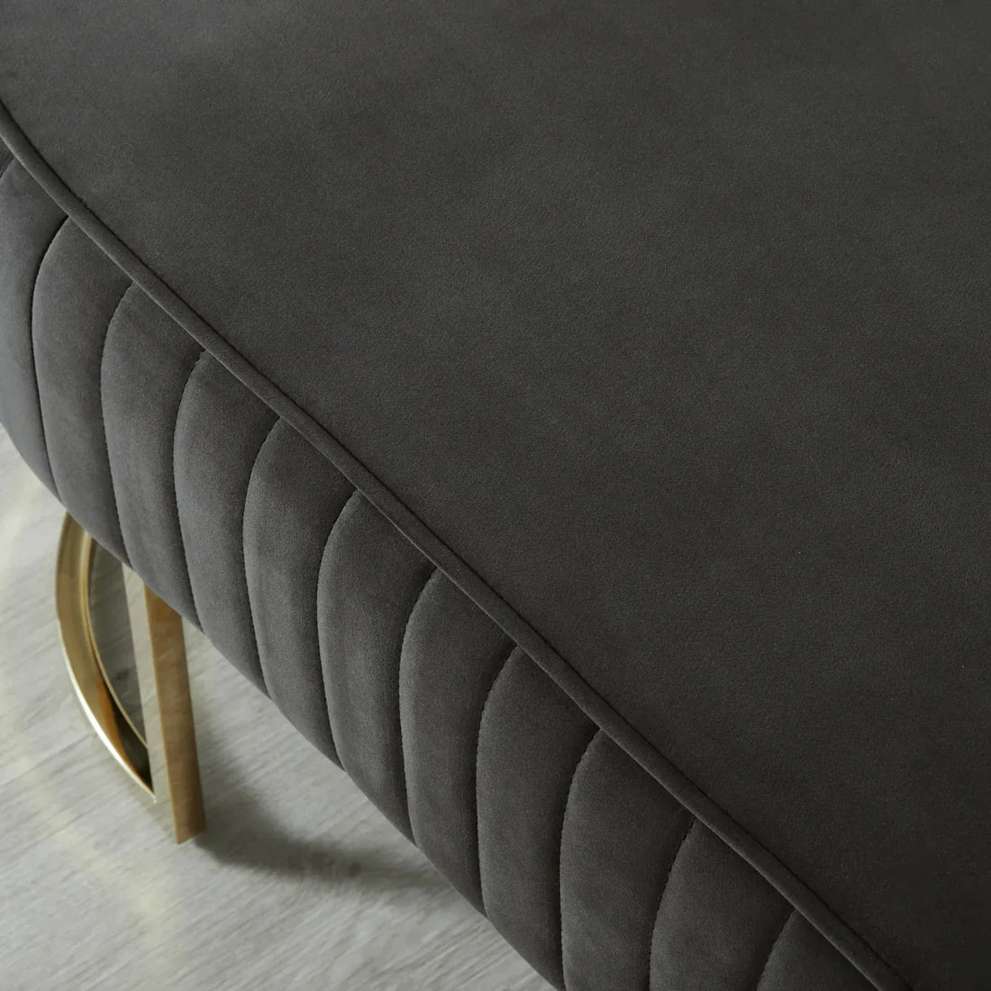 Large Velvet Ottoman Charcoal