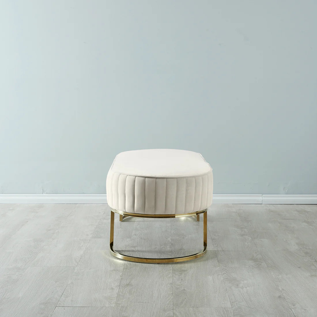 Large Velvet Ottoman Cream