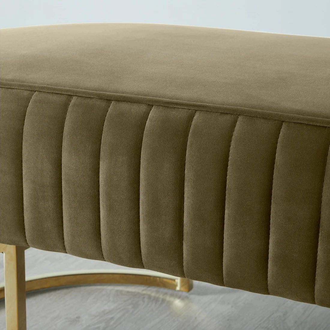 Large Velvet Ottoman Olive Green