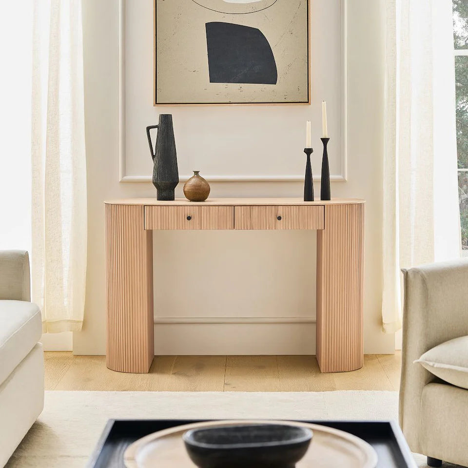 Textured Storage Console Table