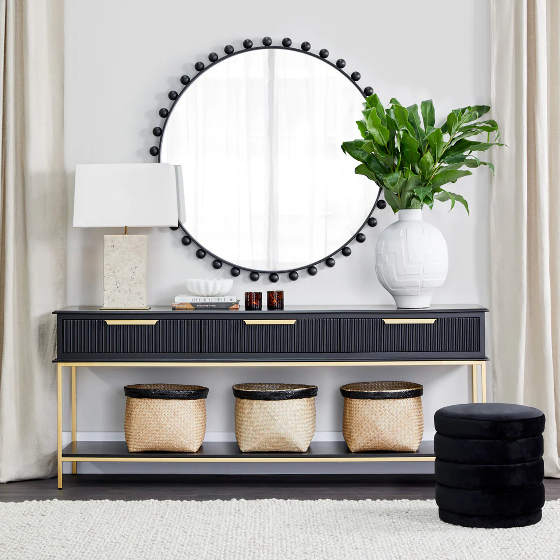 Black and Gold Large Luxurious Console Table