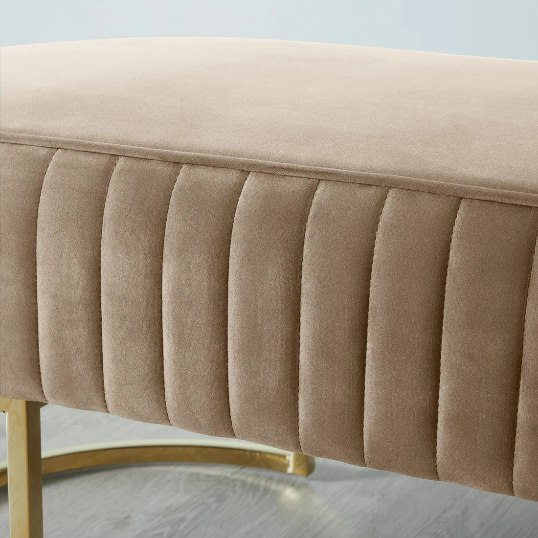 Large Velvet Ottoman Beige